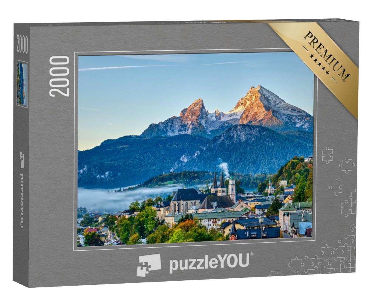 Puzzle de 2000 pièces « Watzmann et la ville de Berchtesgaden dans les Alpes bavaroises, Allemagne »