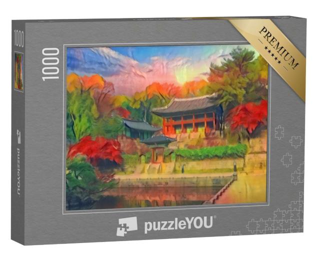 Puzzle de 1000 pièces « dans le style artistique de Franz Marc - automne au palais Changdeokgung à Séoul Corée du Sud »
