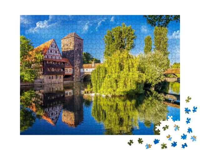 Puzzle de 1000 pièces « La vieille ville historique de Nuremberg sur la Pegnitz »