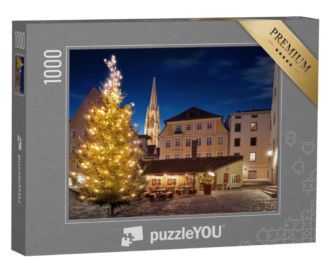 Puzzle de 1000 pièces « Arbre de Noël sur la place du stand de saucisses à Ratisbonne »