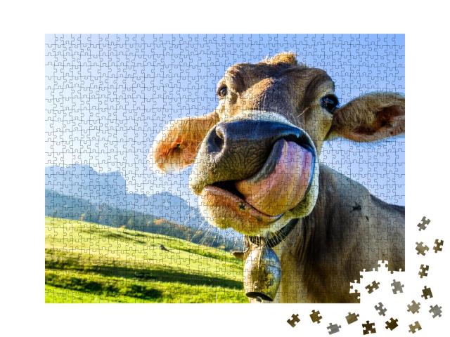 Puzzle de 1000 pièces « Vache sur le Kaisergebirge »