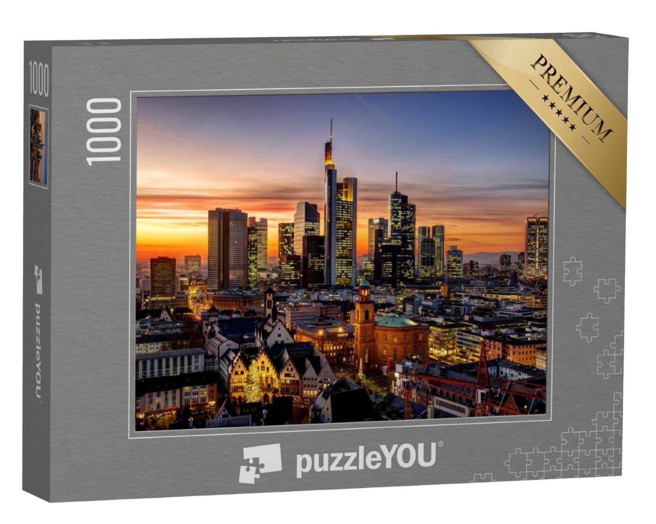 Puzzle de 1000 pièces « Francfort-sur-le-Main de nuit, Allemagne »