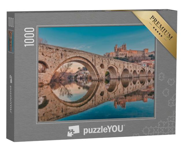 Puzzle de 1000 pièces « La ville de Béziers dans le sud de la France avec des reflets dans la rivière »