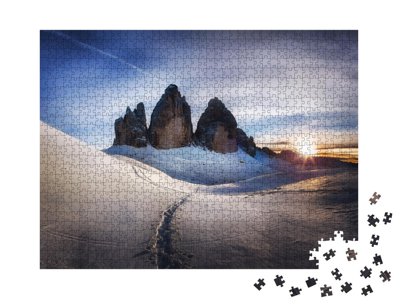 Puzzle de 1000 pièces « Matin d'hiver aux Drei Zinnen, Dolomites, Italie »