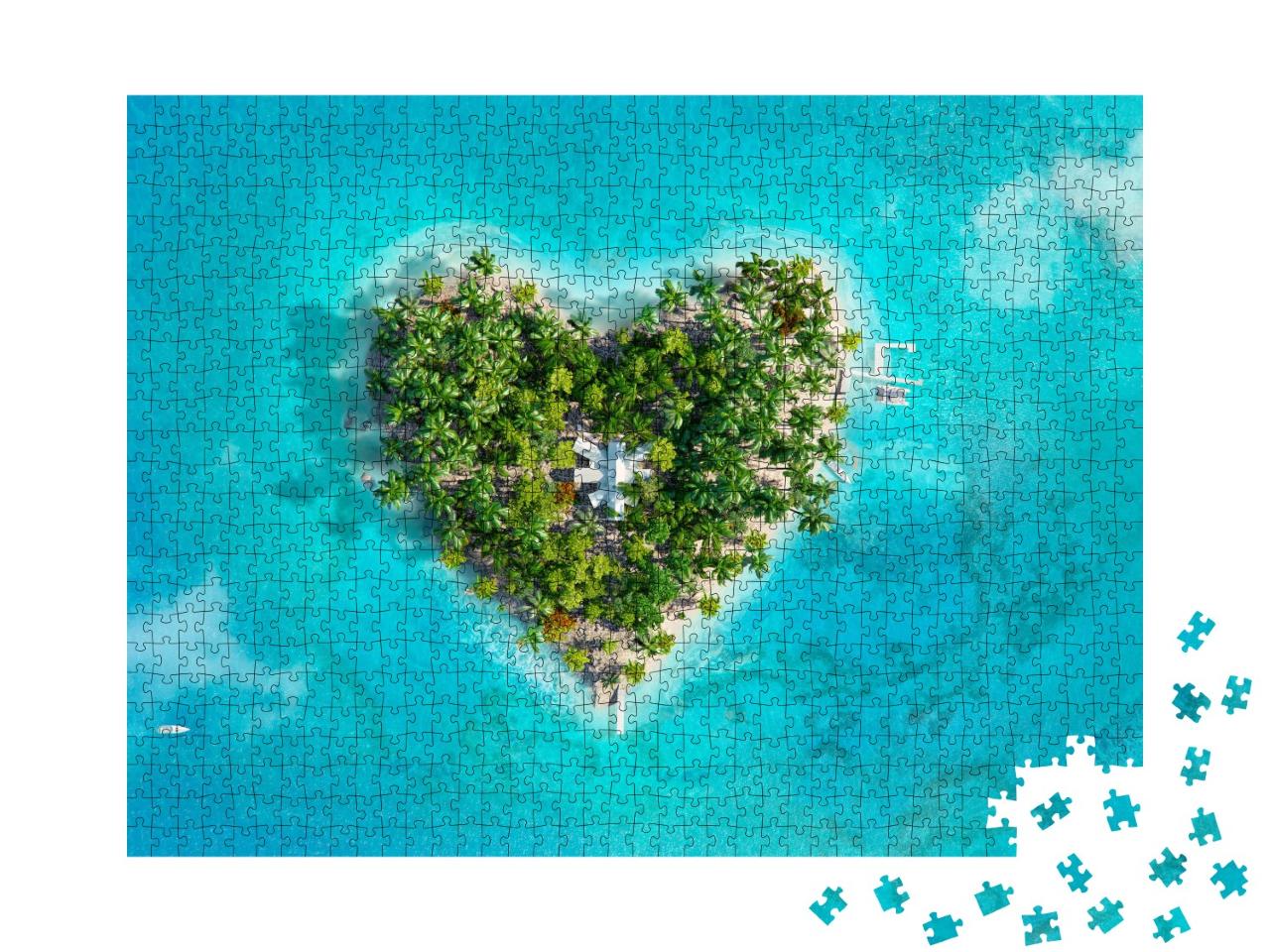 Puzzle de 1000 pièces « Une île tropicale paradisiaque en forme de cœur »
