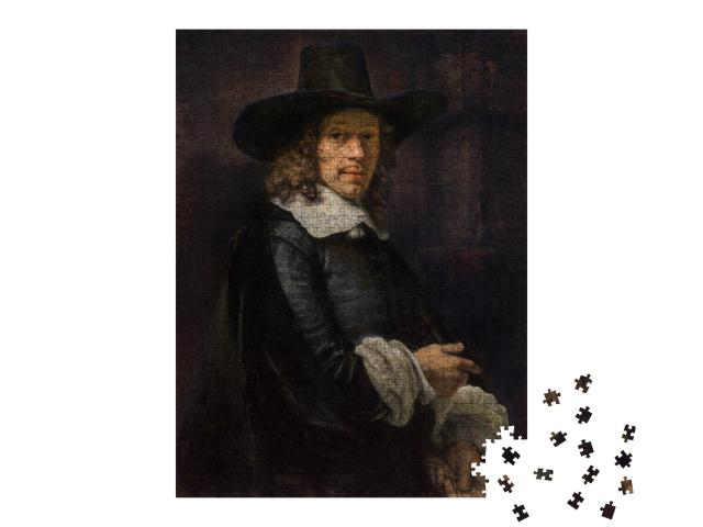 Puzzle de 1000 pièces « Rembrandt - Portrait d'un gentleman avec un grand chapeau et des gants »