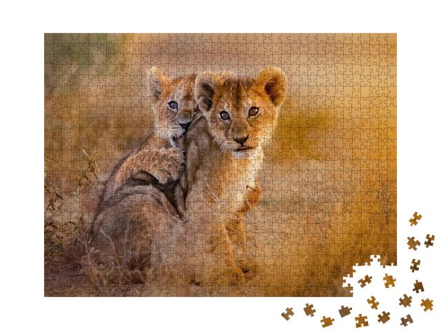 Puzzle de 1000 pièces « Les lionceaux jouent »