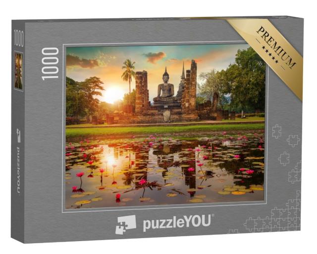 Puzzle de 1000 pièces « Temple Wat Mahathat, site classé au patrimoine mondial de l'UNESCO en Thaïlande »