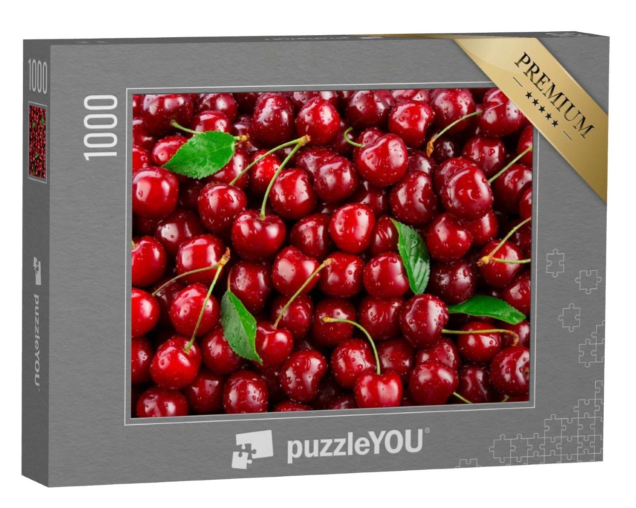 Puzzle de 1000 pièces « Baies fraîches bio avec feuilles : cerise »