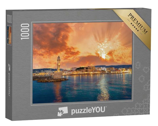 Puzzle de 1000 pièces « Panorama du beau vieux port de La Canée avec le phare, Crète »