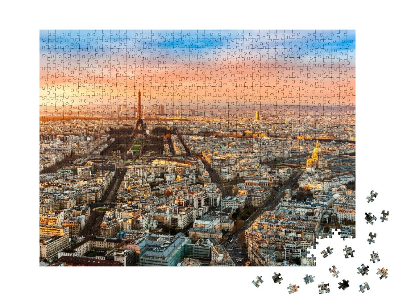 Puzzle de 1000 pièces « Vue grand angle de Paris au crépuscule, France »