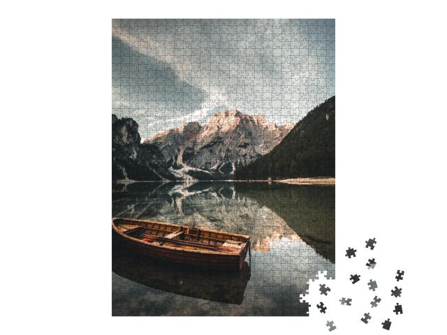 Puzzle de 1000 pièces « Pragser Wildsee ou lac de Braies, Dolomites, Tyrol du Sud »