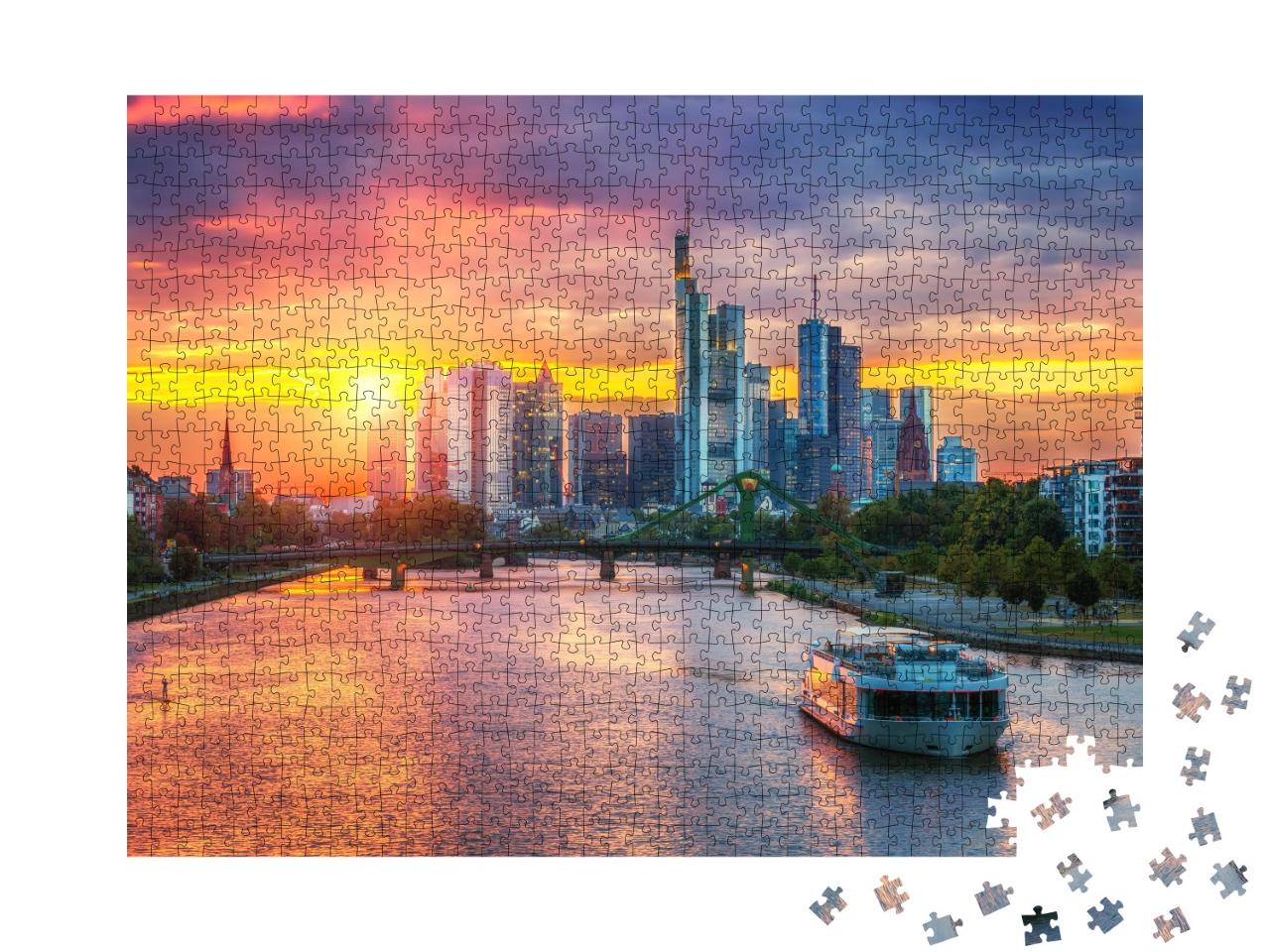 Puzzle de 1000 pièces « Francfort-sur-le-Main au coucher du soleil, Allemagne »