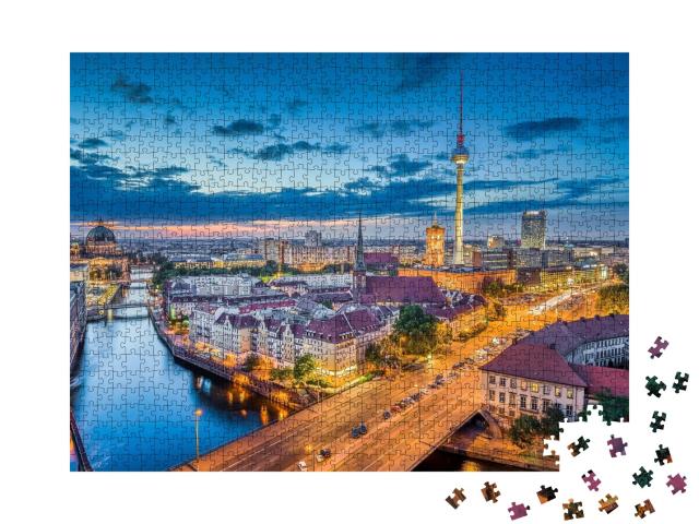 Puzzle de 1000 pièces « Skyline de Berlin le soir, Allemagne »