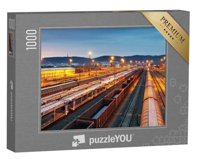 Puzzle de 1000 pièces « Transport ferroviaire de marchandises, train de marchandises »