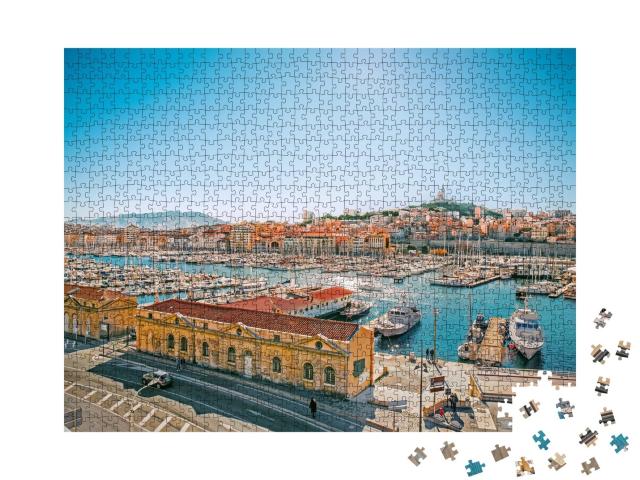 Puzzle de 1000 pièces « Vue de la ville du Vieux Port, Marseille, Provence, France »