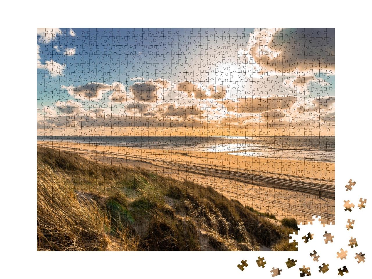 Puzzle de 1000 pièces « Côte sauvage de la mer du Nord avec ciel dramatique, Pays-Bas »