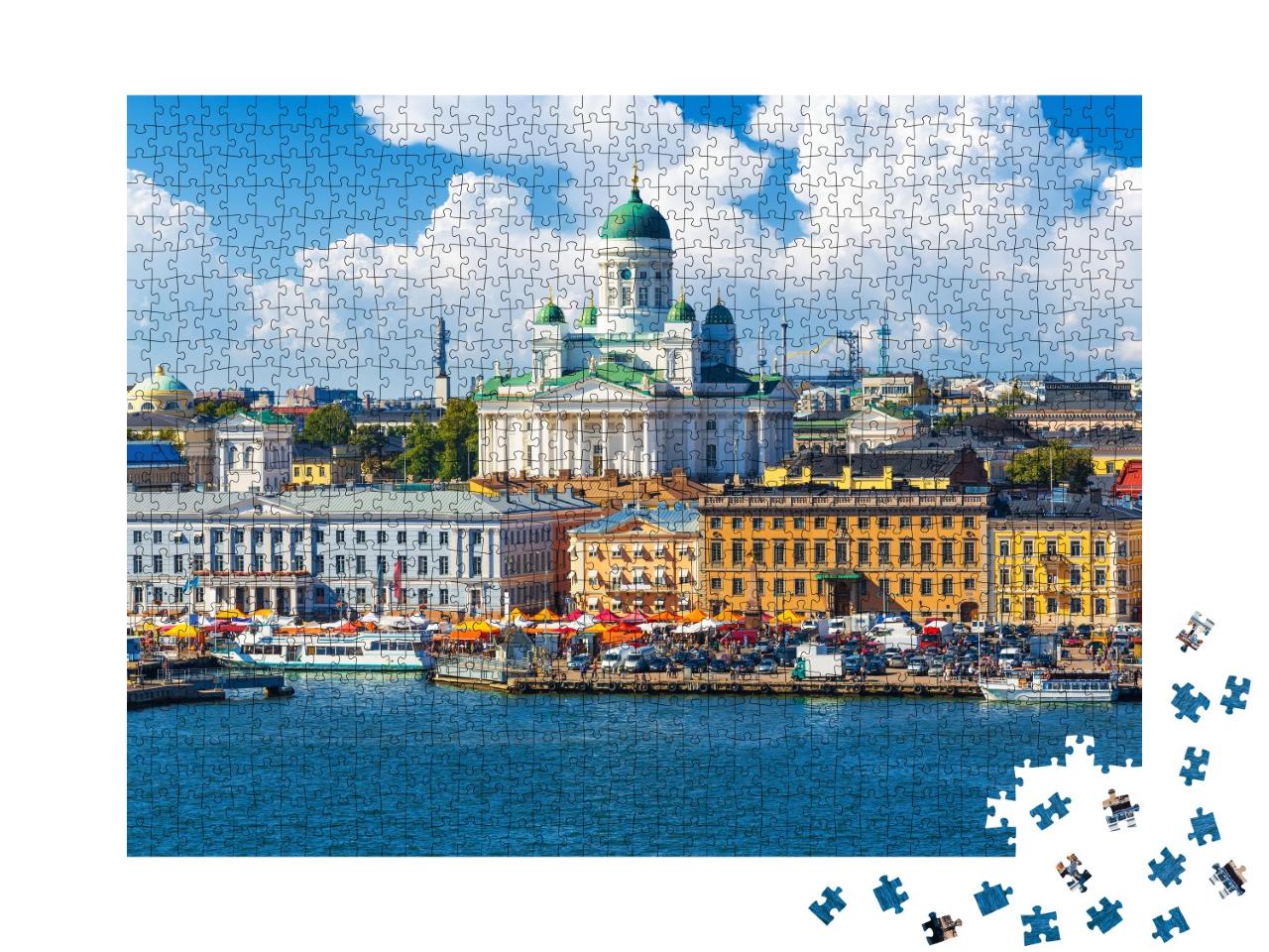 Puzzle de 1000 pièces « Panorama estival sur la jetée de la vieille ville à Helsinki, Finlande »