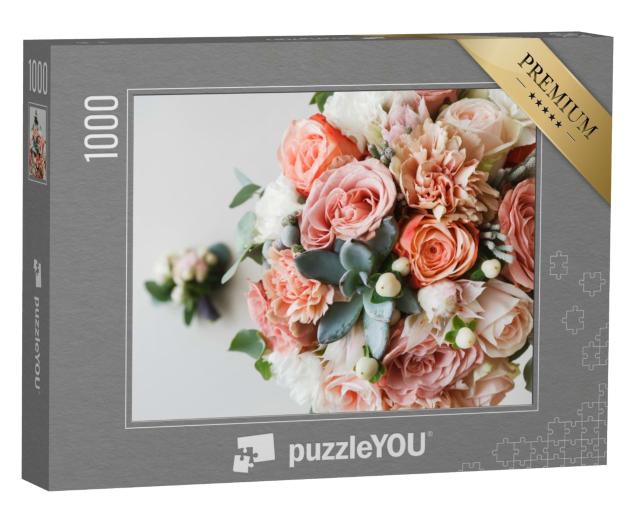 Puzzle de 1000 pièces « Bouquet de mariage de roses, pivoines »