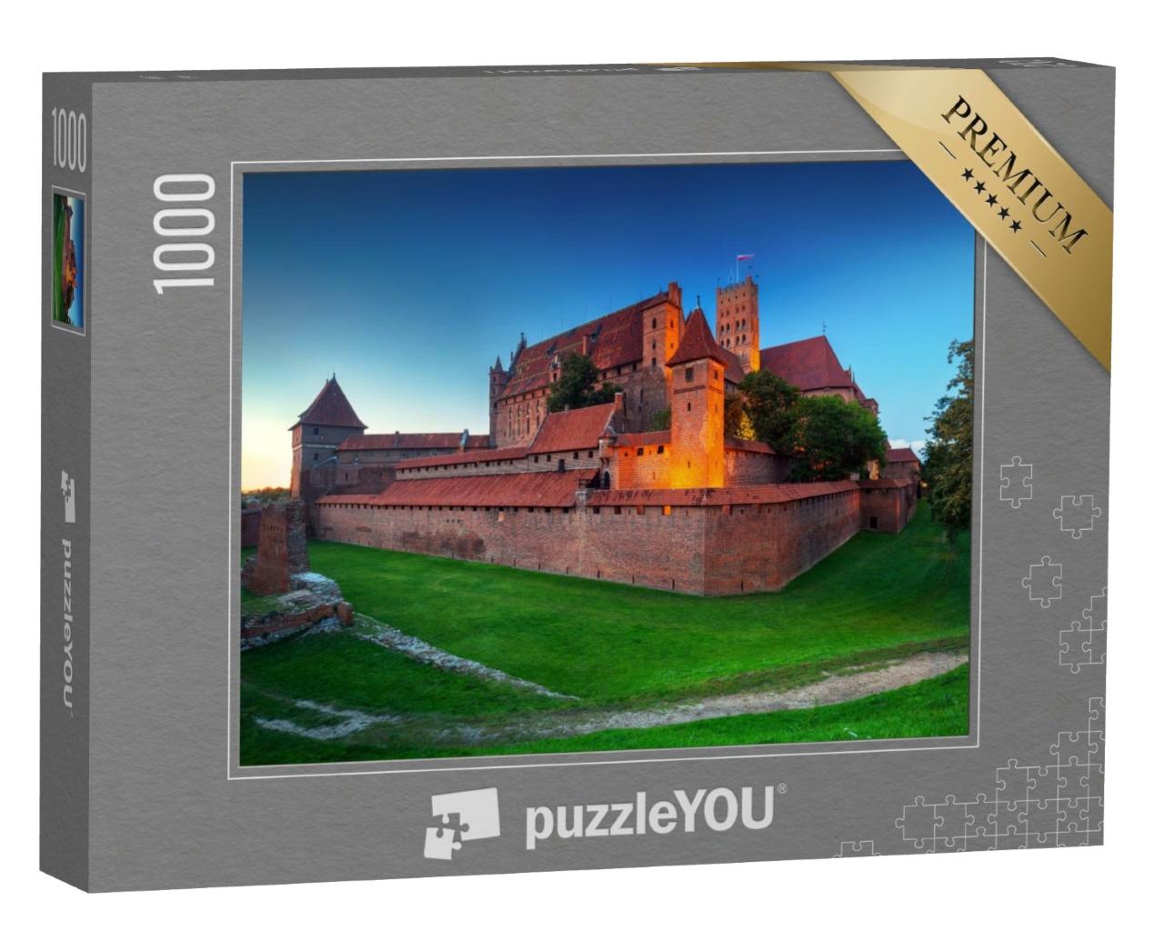 Puzzle de 1000 pièces « Château de Malbork de l'Ordre Teutonique au crépuscule, Pologne »