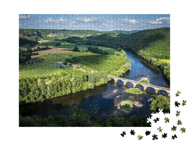 Puzzle de 1000 pièces « Vue panoramique sur la vallée de la Dordogne Périgord Noir France Europe »