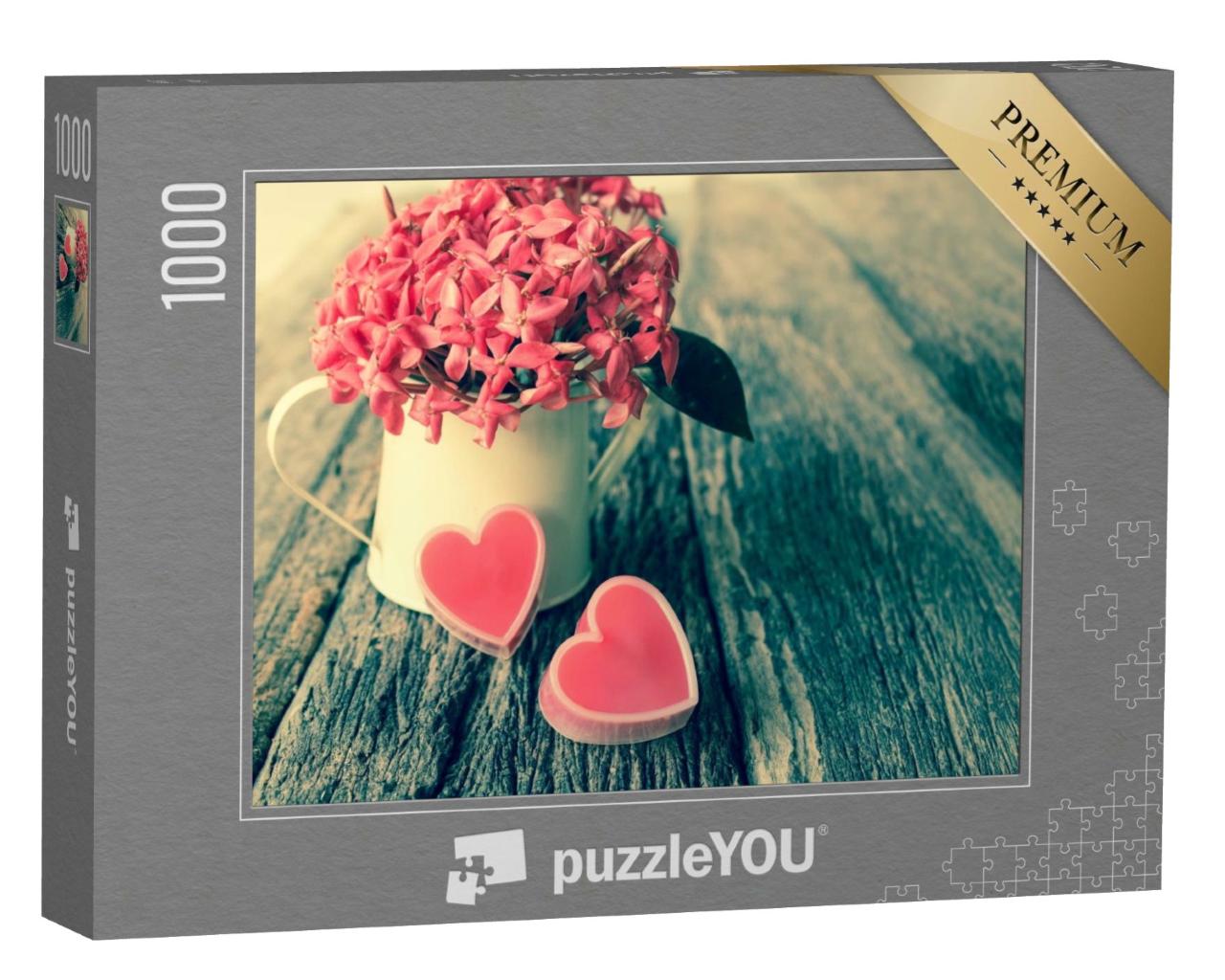 Puzzle de 1000 pièces « Saint-Valentin - Cœurs et fleurs »