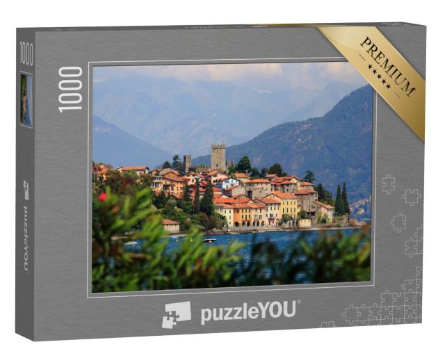 Puzzle de 1000 pièces « San Siro sur le lac de Côme avec le château et l'ancienne forteresse de Rezzonico »