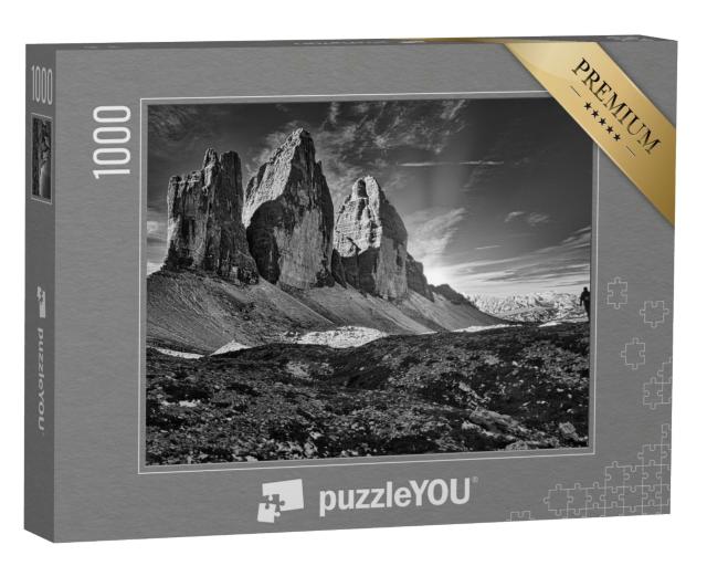 Puzzle de 1000 pièces « Drei Zinnen, Dolomites de Sesto, noir et blanc »