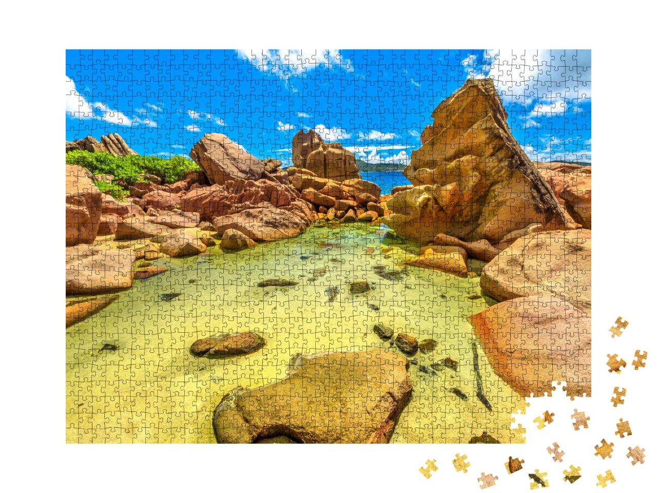 Puzzle de 1000 pièces « Piscine naturelle dans un paysage intact, Seychelles »