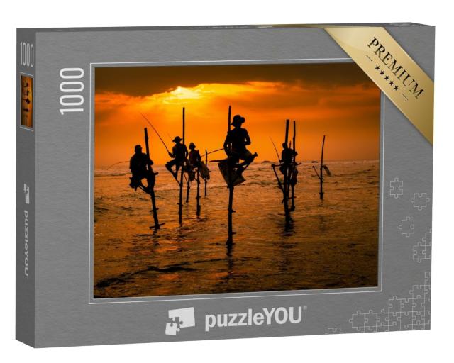 Puzzle de 1000 pièces « Pêcheurs traditionnels au coucher du soleil, Sri Lanka »