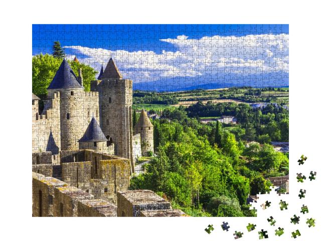 Puzzle de 1000 pièces « Carcassonne - le plus grand château médiéval et cité fortifiée d'Europe »