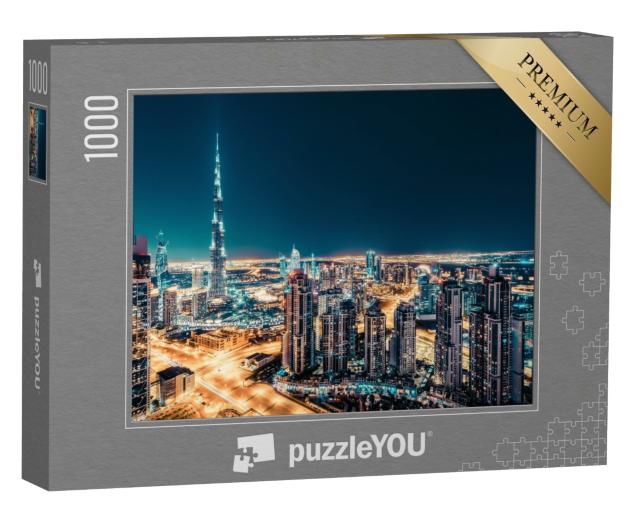Puzzle de 1000 pièces « Skyline avec gratte-ciel illuminés, Dubaï »