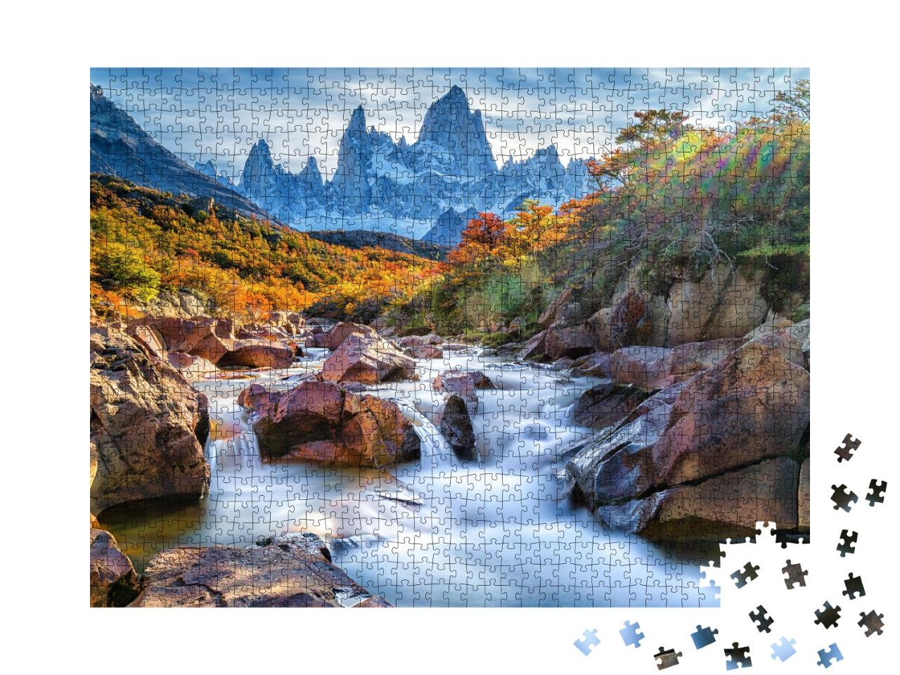 Puzzle de 1000 pièces « Vue spectaculaire : Mont Fitz Roy, Patagonie, Argentine »