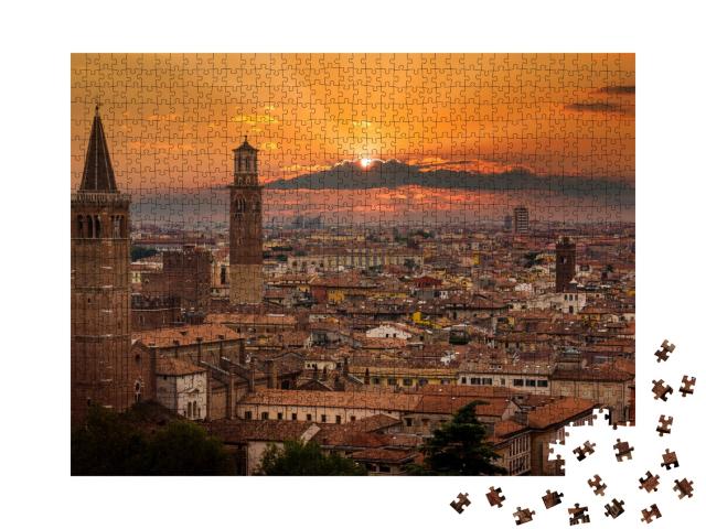 Puzzle de 1000 pièces « Vérone au coucher du soleil, Italie »