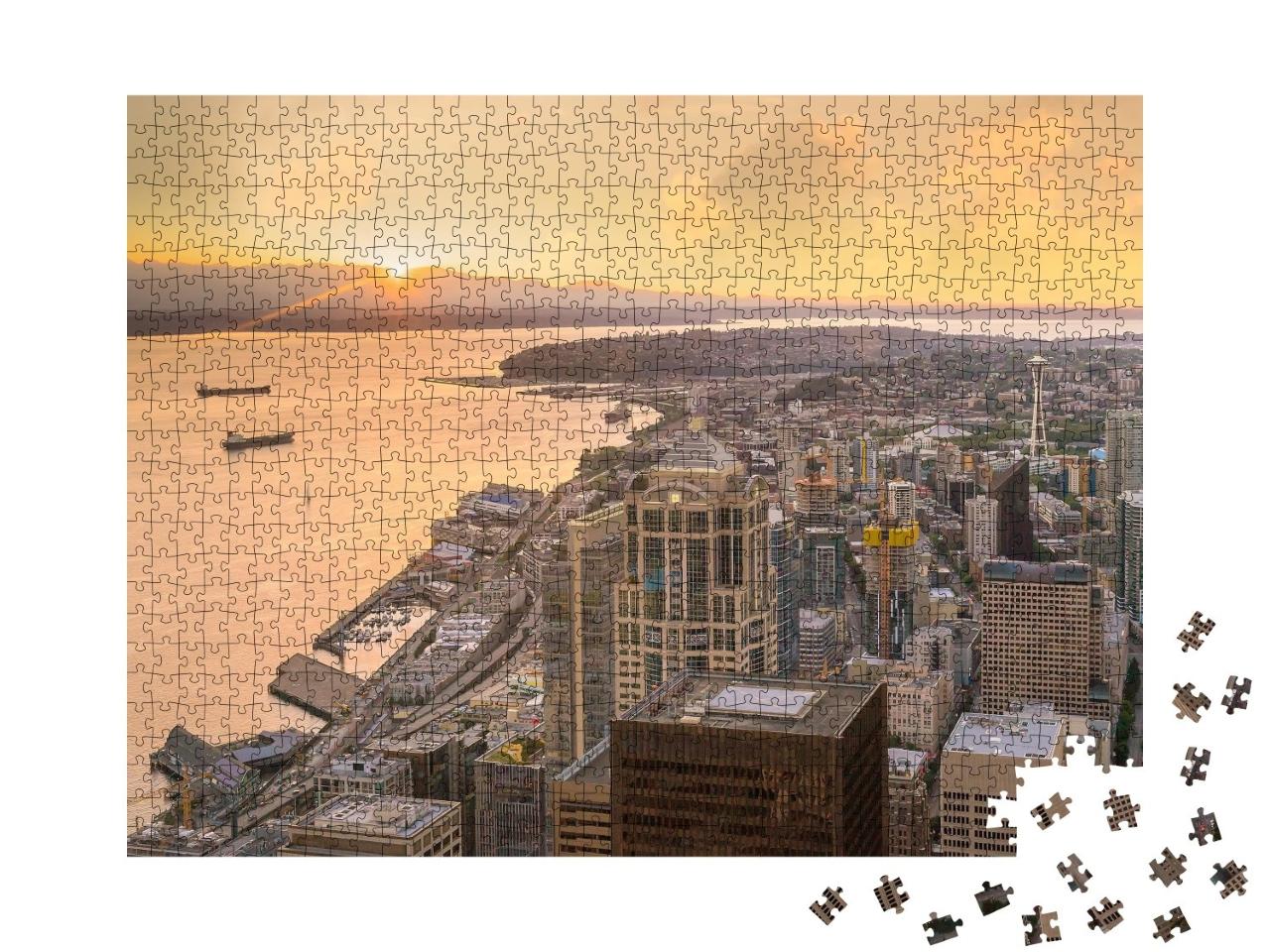 Puzzle de 1000 pièces « Coucher de soleil sur Seattle dans l'État de Washington »