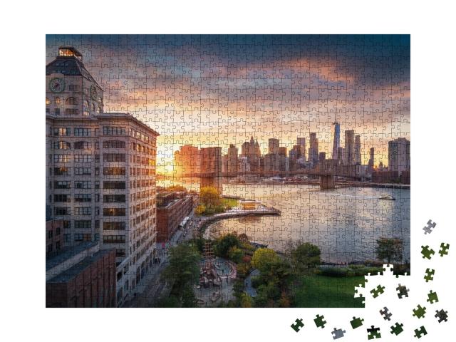 Puzzle de 1000 pièces « Pont de Brooklyn à New York City avec Financial District »