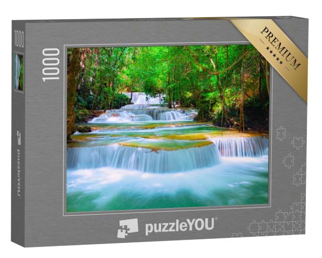 Puzzle de 1000 pièces « Magnifique cascade de Huay Mae Kamin dans la forêt tropicale près de Kanchanaburi, Thaïlande »