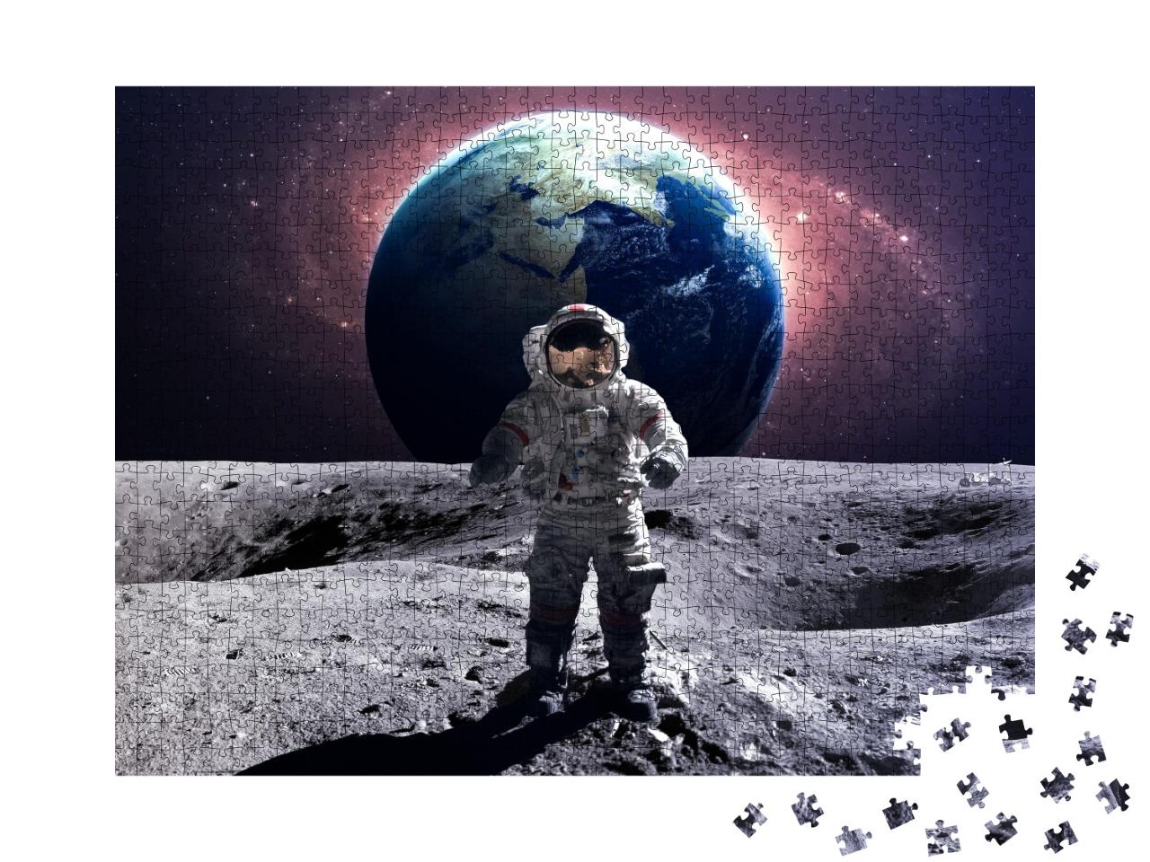 Puzzle de 1000 pièces « Un astronaute courageux lors d'une promenade dans l'espace sur la lune »
