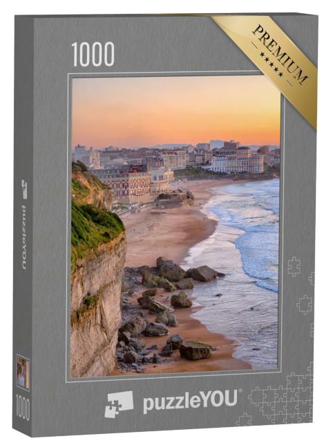 Puzzle de 1000 pièces « Coucher de soleil sur la plage de Biarritz, France »
