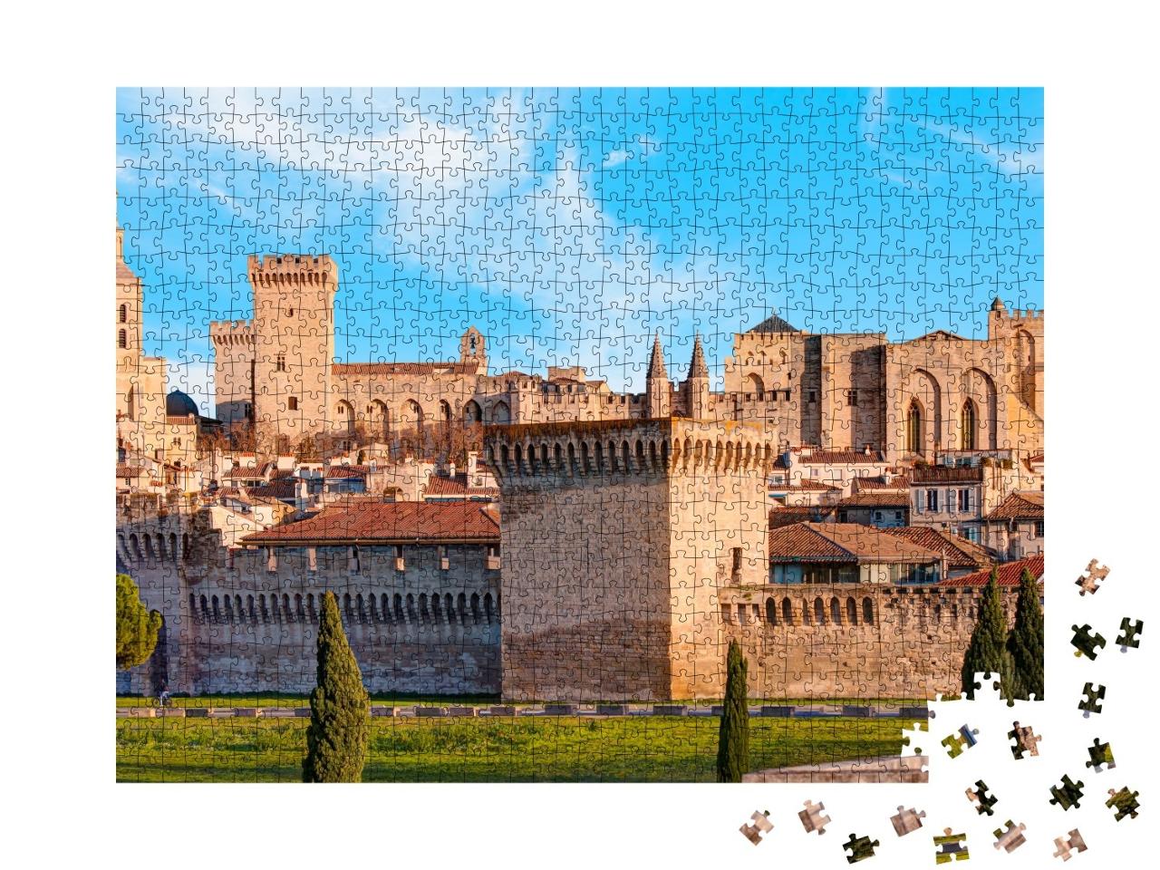 Puzzle de 1000 pièces « Vue panoramique sur le Palais des Papes et la Cathédrale d'Avignon - Ville d'Avignon, France »
