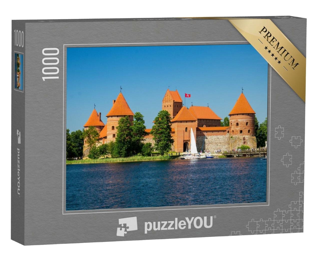Puzzle de 1000 pièces « Château insulaire de Trakai avec murs de pierre et tours, lac Galve, Lituanie »
