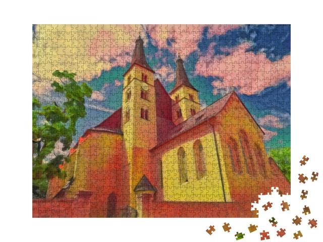 Puzzle de 1000 pièces « dans le style artistique de Franz Marc - Heiligkreuz Nordhausen Dom en Thuringe, Allemagne »