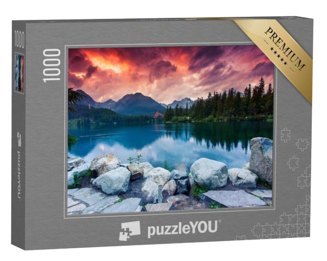 Puzzle de 1000 pièces « Lac de montagne dans le parc national des Hautes Tatras, Slovaquie »