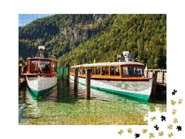 Puzzle de 1000 pièces « Bateaux de tourisme électriques sur le lac Königssee, Bavière »