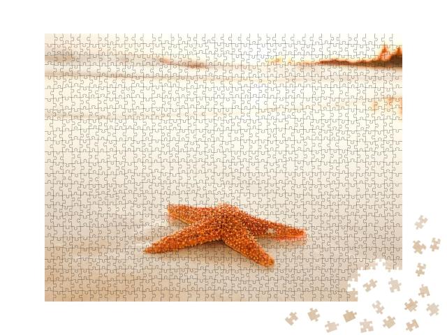 Puzzle de 1000 pièces « Étoile de mer sur la plage au lever du soleil »