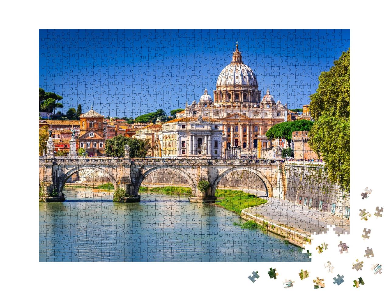 Puzzle de 1000 pièces « Dôme du Vatican de la basilique Saint-Pierre sur le Tibre, Rome »