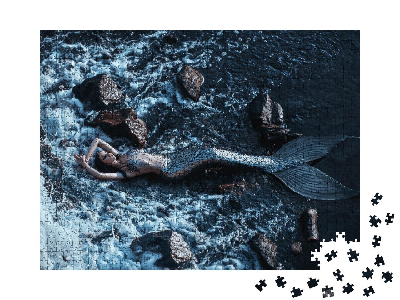 Puzzle de 1000 pièces « Sirène argentée rêvant sur le rivage »