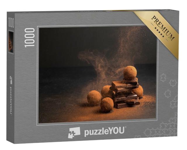 Puzzle de 1000 pièces « Truffes au chocolat dans la poussière de cacao en poudre »