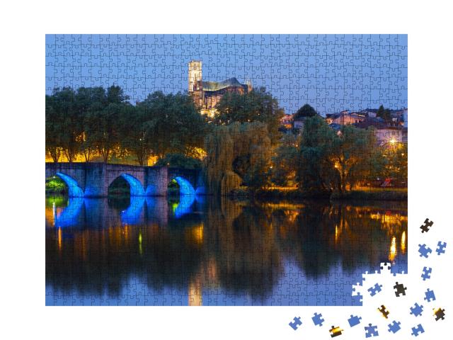Puzzle de 1000 pièces « Le pont de Saint Martial à Limoges de nuit »