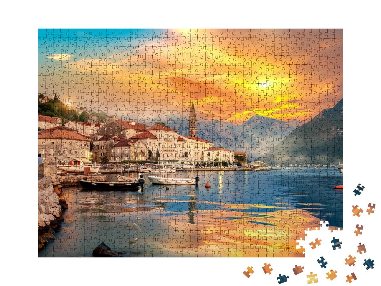 Puzzle de 1000 pièces « Ville historique de Perast dans la baie de Kotor, Monténégro »